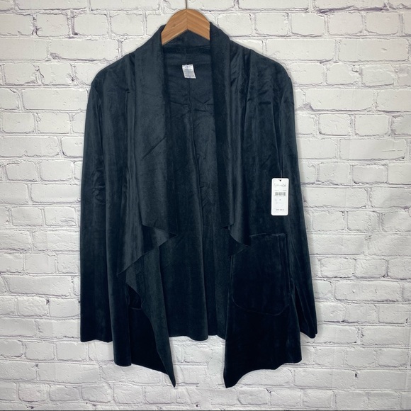 Splendid Velour Open Front Draped Cardigan - Picture 2 of 9